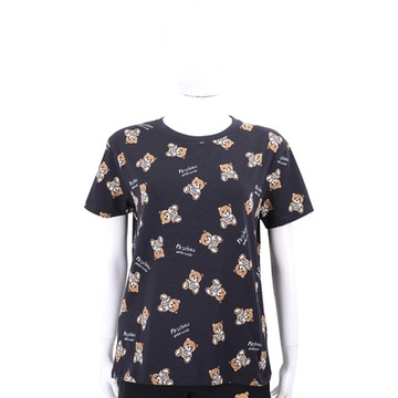 MOSCHINO Underwear 塗鴉泰迪熊黑色彈性棉T恤 TEE(女款)