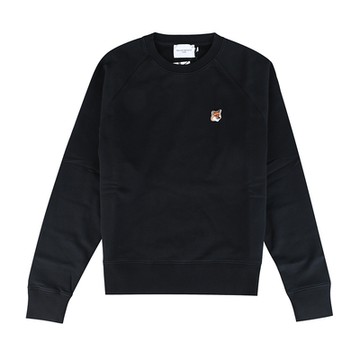 Maison Kitsuné 狐狸LOGO叉肩長袖T恤(黑/女款)