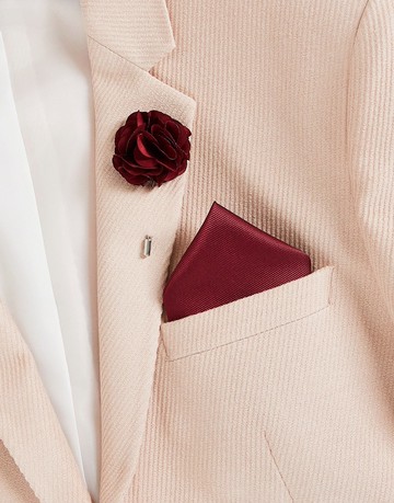Gianni Feraud floral lapel pin with pocket square-Red