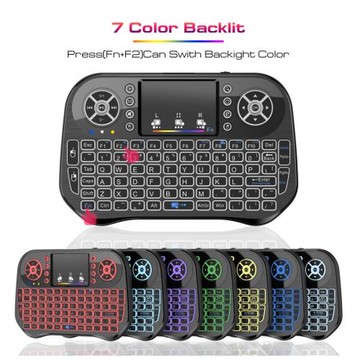 迷你無線鍵盤觸摸板鼠標2.4G帶藍牙雙模無線小鍵盤鼠鋰電七色背光