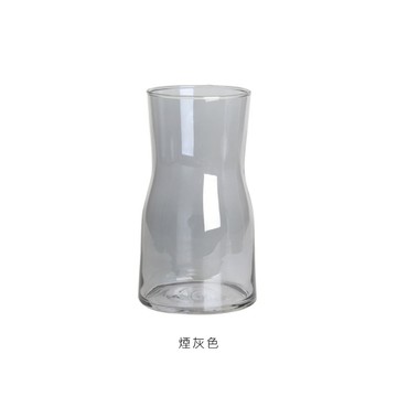 【好物良品】INS風雙色漸變手工玻璃花瓶 花藝花器 插花裝飾品 桌面餐桌擺飾-煙灰色