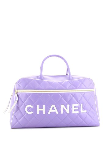CHANEL Pre-Owned - 1990 leather duffle bag - unisex - Lambskin - One Size - Purple