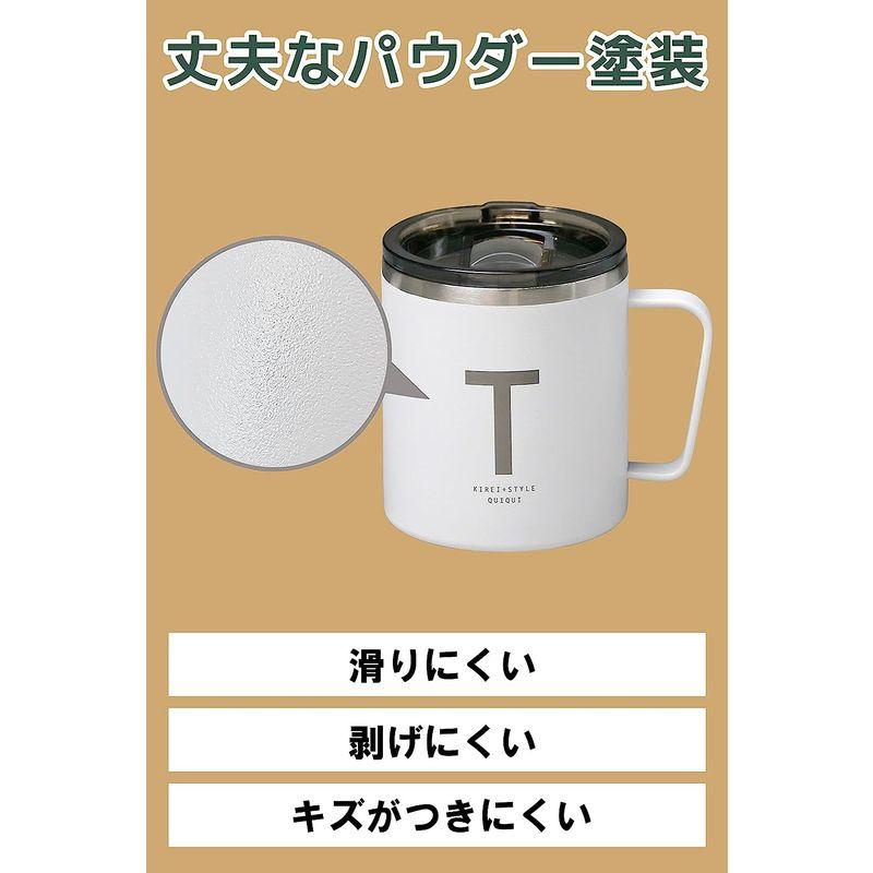 OGURA 真空断熱 マグカップ 350ml アルファベット フタ付き ステンレス 保温 保冷 ホワイト T