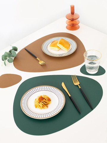 皮革西餐墊隔熱墊簡約現代碗墊杯墊家用防燙墊防水防油隔熱餐桌墊