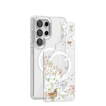 Samsung S26/S25/S24系列 可拆式磁吸片材彩鑽手機殼-珠落白玉