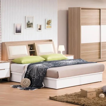 HAPPYHOME 肯詩特烤白雙色5尺床箱型雙人床G17-A017-1+A017-2 免運費