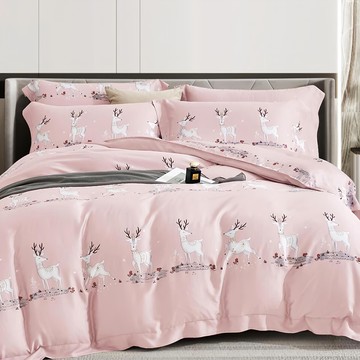 夢鹿 60支100%純天絲TENCEL  床墊套 + 枕套組  加大6.2 x 6尺