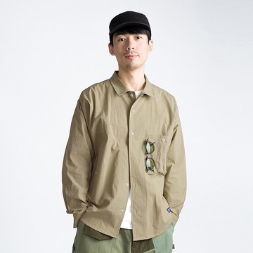 Work shirt 格子長袖多口袋寬松休閑工裝襯衫