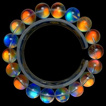 (免運)馬島料幻彩月光石玻璃體手鏈女收藏級冰種月亮石彩虹光月光石手串