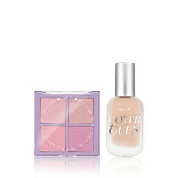 MKUP 美咖【新品上市】紫想澎嫩四色腮紅盤＋（絕對遮瑕持久粉底液SPF34★★★／絕對水光持久粉底液SPF34★★★）擇一