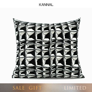 『奇幻博物館』現代簡約黑白色割絨靠包抱枕樣板間售樓處別墅方枕