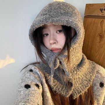 ✨台灣出貨✨慵懶氛圍感~韓系ins成人帽子女款巴拉克拉法帽 秋冬保暖純色針織帽 秋冬騎車防寒帽子  針織加厚帽子