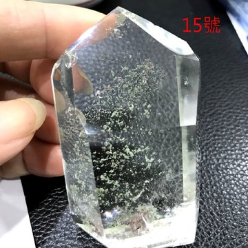 『晶鑽水晶』天然綠幽靈 彩幽 水晶柱 58~82mm招財 晶中晶 異象水晶 彩虹水晶 高淨度