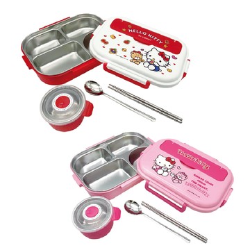 Hello Kitty不鏽鋼快餐盤-圖案顏色隨機出貨