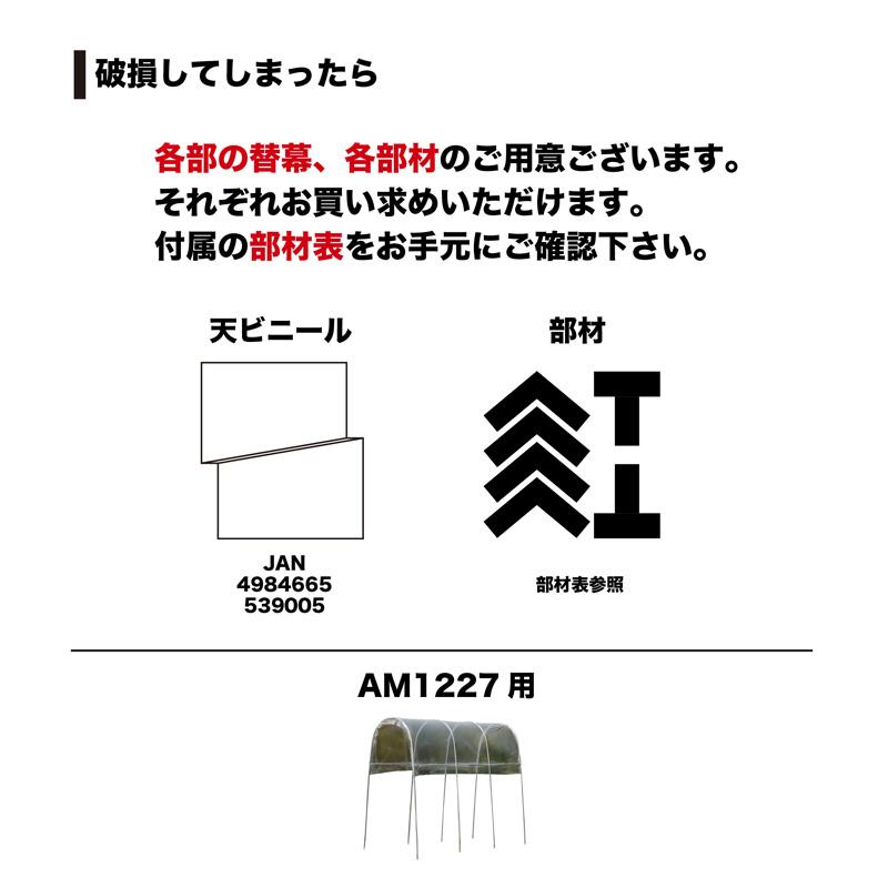 雨よけハウス組立セット背高タイプ間口1.2ｍ×奥行2.7ｍ×高さ2.19ｍ1うね4株用 埋め込み式ビニールハウスAM1227 法人個人送料無料