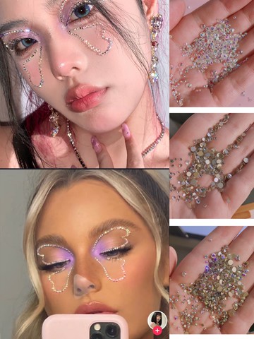 眼妝淚鉆碎鉆lolita閃鉆亮鉆女團化妝貼鉆珍珠臉飾貼舞臺妝淚痣妝