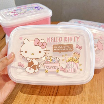 【臺灣-出貨】三麗鷗可愛卡通學生午餐飯盒便攜密封雙層便當盒水果保鮮盒儲物盒