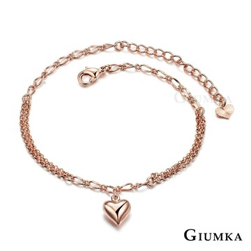 【Giumka】女士腳鍊．心願 ．玫瑰金．愛心