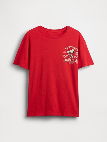 女童裝 Gap x Snoopy史努比聯名 印花圓領短袖T恤-紅色