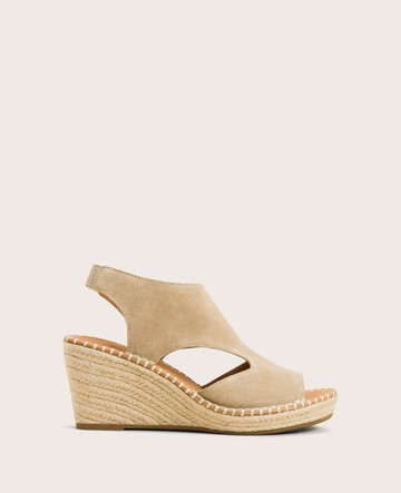 Gentle Souls- Cody Suede Espadrille Wedge in Mushroom Suede, Size: 8 by Kenneth Cole