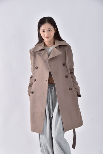 (S) indivi排扣棕色外套