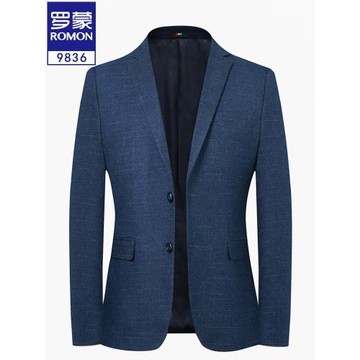 羅蒙休閑西服男針織上衣單件早春季韓版修身小西裝外套男商務單西
