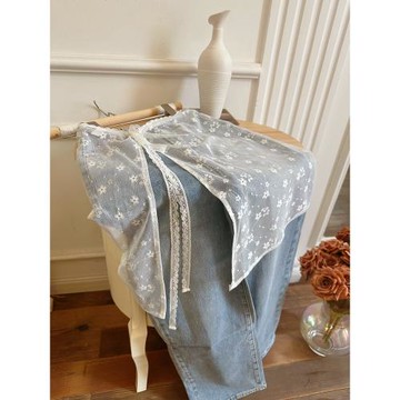 韓國小眾設計蕾絲花邊疊穿網紗裙簾氛圍感紗裙系帶圍裙半身裙屁簾