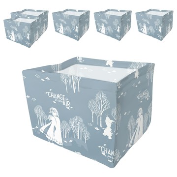 收納王妃 迪士尼收納系列 冰雪收納桶 方形小款 13 x 13 x 8.5cm  灰藍旅程  6個  小(13 x 13 x 8.5cm)