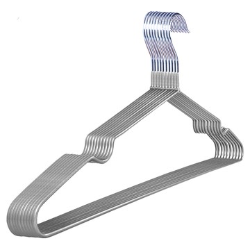 Life+ 輕巧PVC環保浸膠不鏽鋼防滑衣架 10入/組 長40cm x 高20cm  銀色  1組