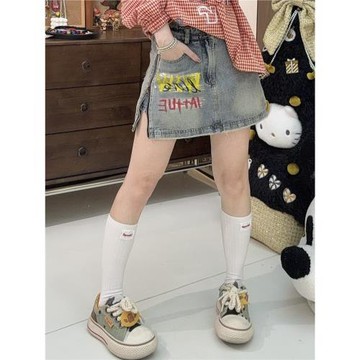 Apr.【涂鴉牛仔】高腰顯瘦松緊頭防走光裙褲時尚百搭半身裙SC2603