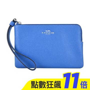 COACH 經典馬車素面防刮手拿包(藍)58032 SVRRY