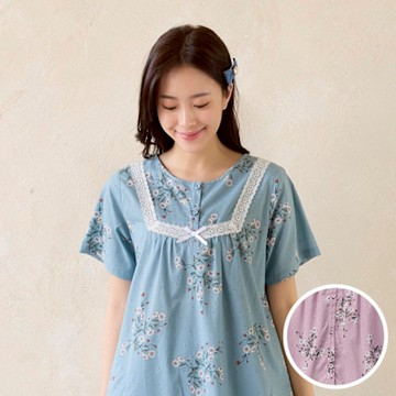 華歌爾睡衣-仕女系列 M-LL純棉印花洋裝(仙黛紫) LWZ38651UT