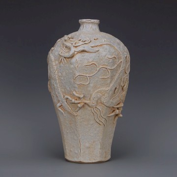 元至正 浮雕龍紋風化八方梅瓶 仿古出土瓷器舊貨客廳擺件民間收藏