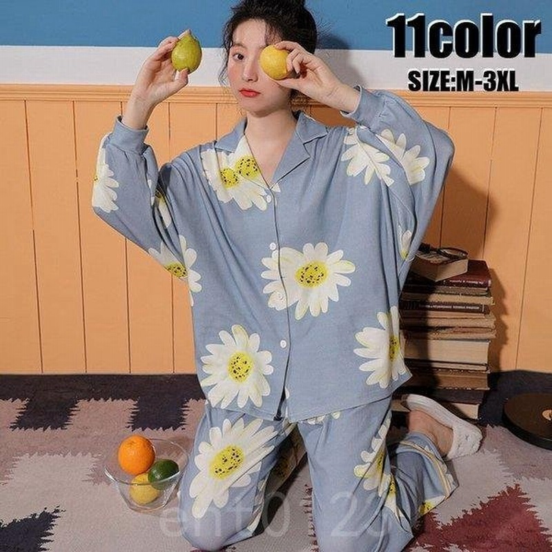 パジャマレディース春秋長袖パジャマ前開きロングパンツルームウェア上下セット大きいサイズパジャマ11色可愛い部屋着韓国風寝巻きパジャマ 通販 Lineポイント最大get Lineショッピング