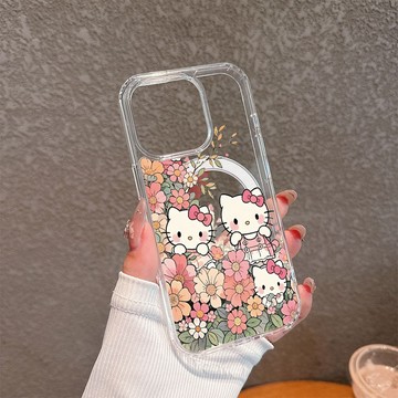 花朵KT iphone 16 適用於iPhone11 12 13 14 15 16ProMax 蘋果 磁吸 防摔 手機殼