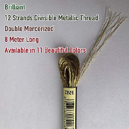 Meters 12 Strands Metallic Embroidery Floss Cross Stitch Needlework Thread, Metallic White, 10 Skeins（並行輸入品）