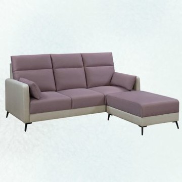 文創集 亞班卡雙色涼纖布L型沙發組合(三人座＋椅凳組合)-203x185x103cm免組