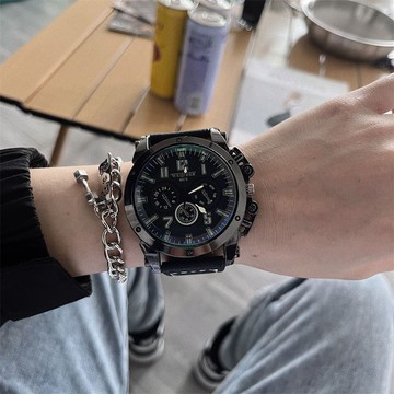 免運⌚大表盤手錶男士韓版簡約潮流時尚青少年初高中學生運動個性高級感手錶 防水手錶 考試手錶 石英錶 手錶女 靜音手錶石英