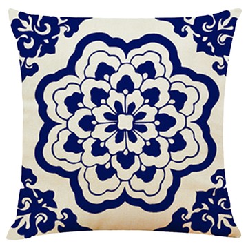 LAMINA 樂米娜 寶藏藍宮廷棉麻抱枕  45 x 45cm  牡丹