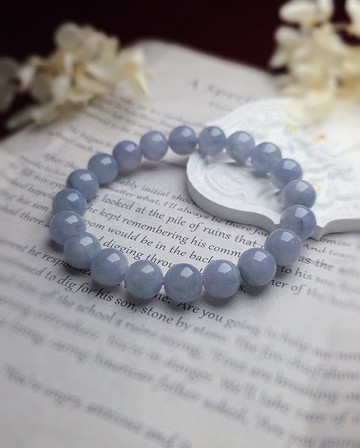 招財•貴人•桃花|莫內花園冰濃紫飄藍花大卡珠|緬甸翡翠珠手串