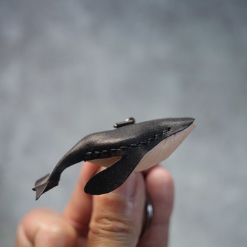 勇往直前的大魚 迷你 黑色 鯨魚 鑰匙圈 Whale Key holder