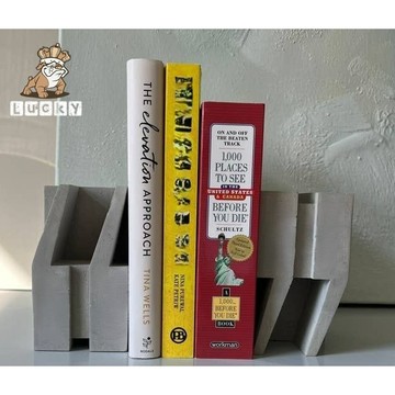 38台灣手作 混凝土工藝品 擺件 INS風 水泥 擺飾 桌上收納 書架 書靠 擺件 桌上擺件 辦公收納 玄關收納 裝飾品