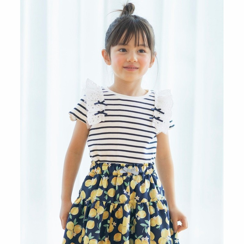 オンワード】 any FAM KIDS>トップス レース付きボーダーTシャツ  