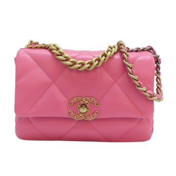 CHANEL 香奈兒 粉色 菱格紋羊皮 CHANEL 19 鍊帶 兩用包 AS1160 【二手名牌BRAND OFF】