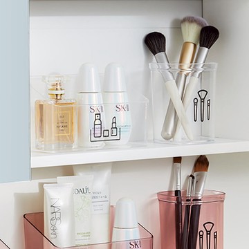 小款鏡櫃置物透明收納盒/分類置物盒-3入 透白