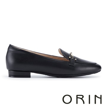 ORIN 真皮輕柔馬銜釦樂福平底鞋 黑色 #25620