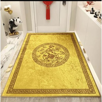 福祿入戶門招財進寶地墊進門玄關客廳地毯金黃色發財門墊防滑腳墊