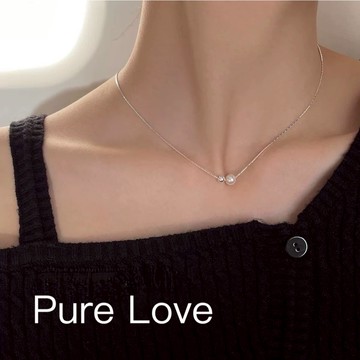 Pure Love樂芙 / 正韓 銀飾【S925純銀】N0971簡約通體純銀項鍊珍珠小銀珠竹節鎖骨鏈 短項鏈 / 銀