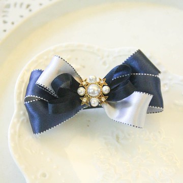 經典雙色立體蝴蝶結法國夾