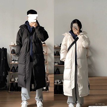 2025冬新款中戲羽絨棉服女超長過膝大碼加厚棉襖寬鬆情侶棉衣外套 BAUV